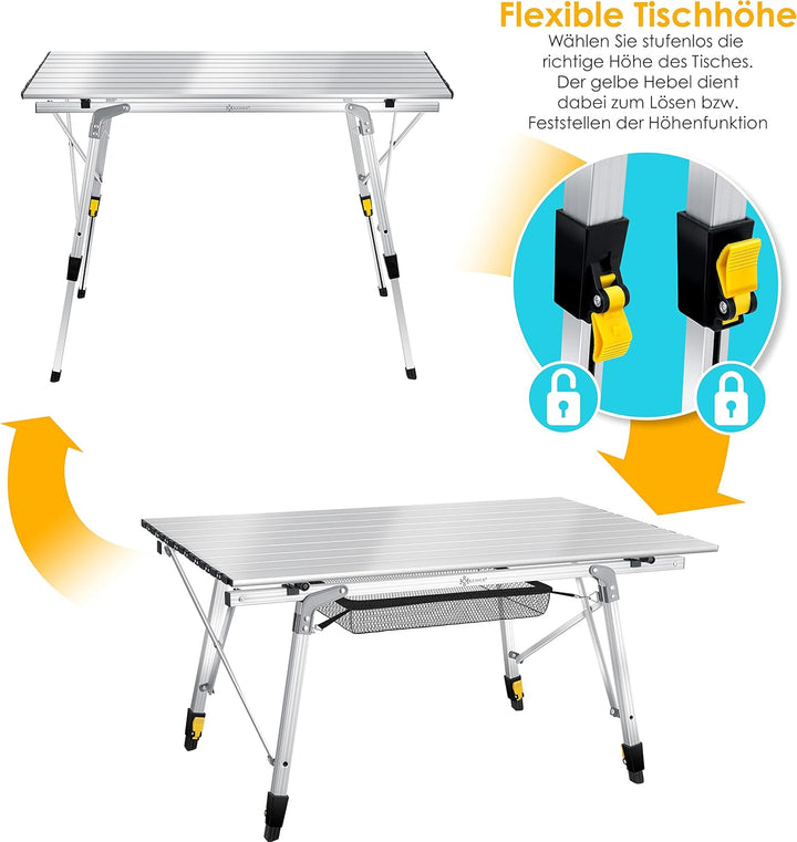 KESSER® Campingtisch faltbar Klapptisch mit Aluminiumrahmen Aufrollbare Tischplatte Falttisch klappb