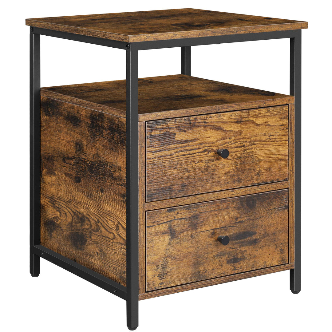 VASAGLE Nachttisch, Beistelltisch, 45 x 45 x 60 cm, Nachtschrank mit 2 Schubladen und offenem Fach,