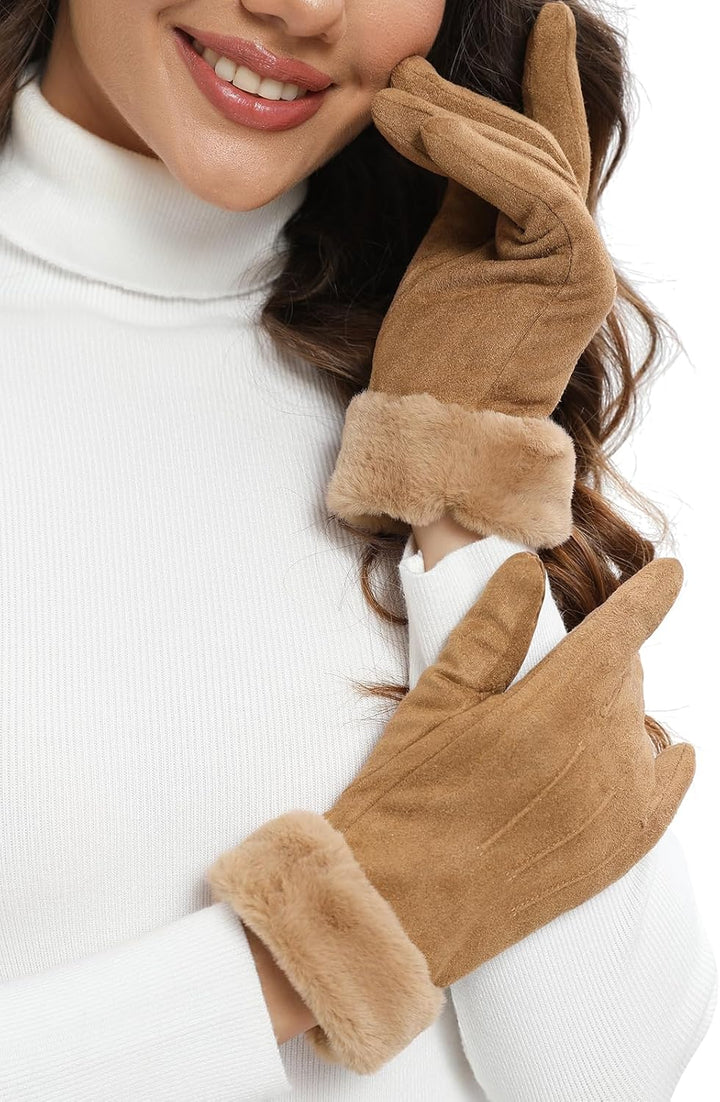 vislivin Handschuhe Damen Winter Warm Handschuhe Touchscreen Handschuh mit Gefütterte S Braun, S Bra