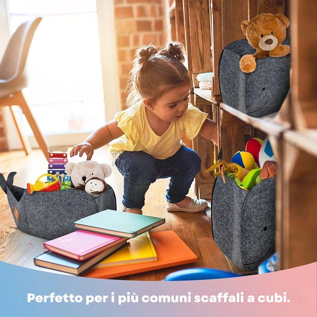 Swics® Aufbewahrungsbox Kinder | 30 L | Spielzeugkiste aus Filz | Perfekte Aufbewahrung für jedes Ka