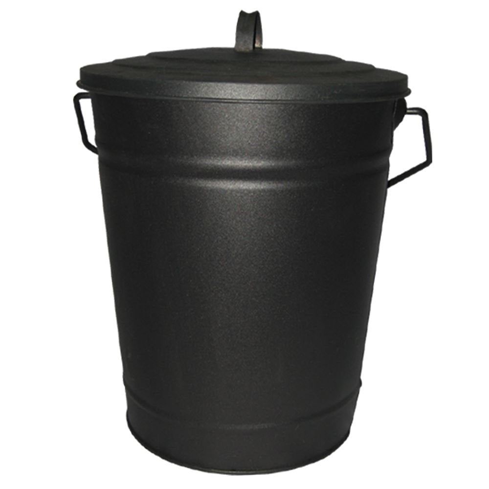 Home Discount® Ascheneimer, Kohle-/Holz-Eimer mit Deckel, schwarz