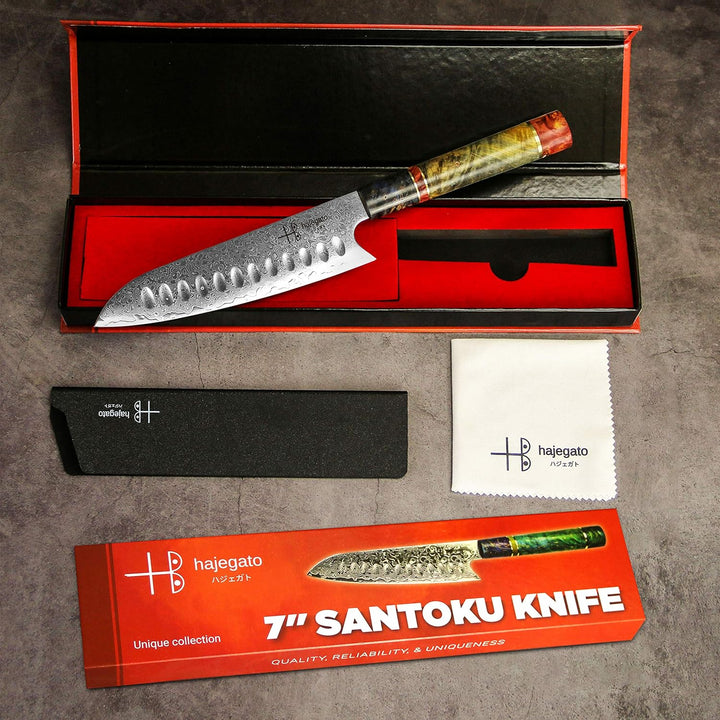 Hajegato Damastmesser - Einzigartiges Griff Kochmesser Profi Japanisches VG10 - 67 Schichten Damasts