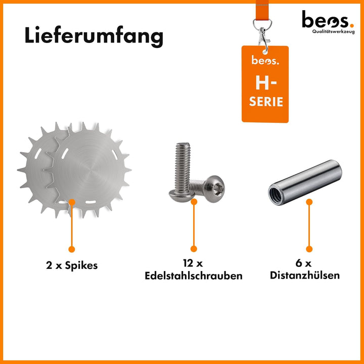 BEOS® PREMIUM EDELSTAHL Spikes für Segway Navimow - Poliert – Langlöcher für optimale Ausrichtung –