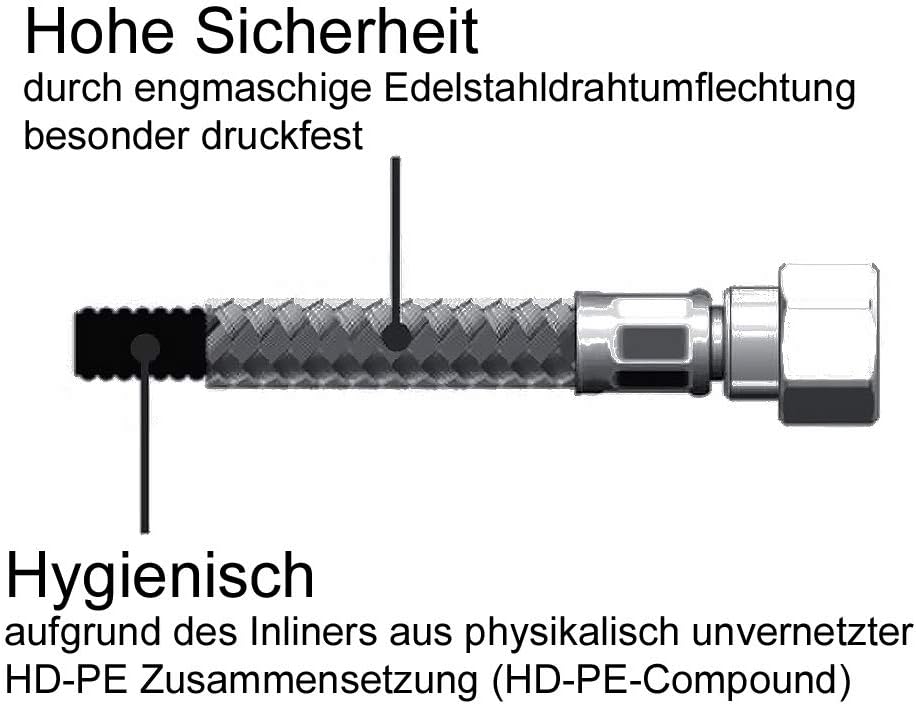 Naber Edelstahlschlauch mit 3 8 Überwurfmutter, 500 mm