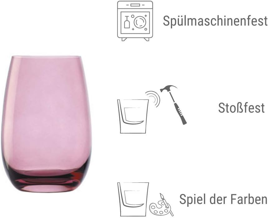 Stölzle Lausitz Wassergläser Set Elements Kids Mediterraner Mix 335 ml randvoll / 6er Set Wassergläs