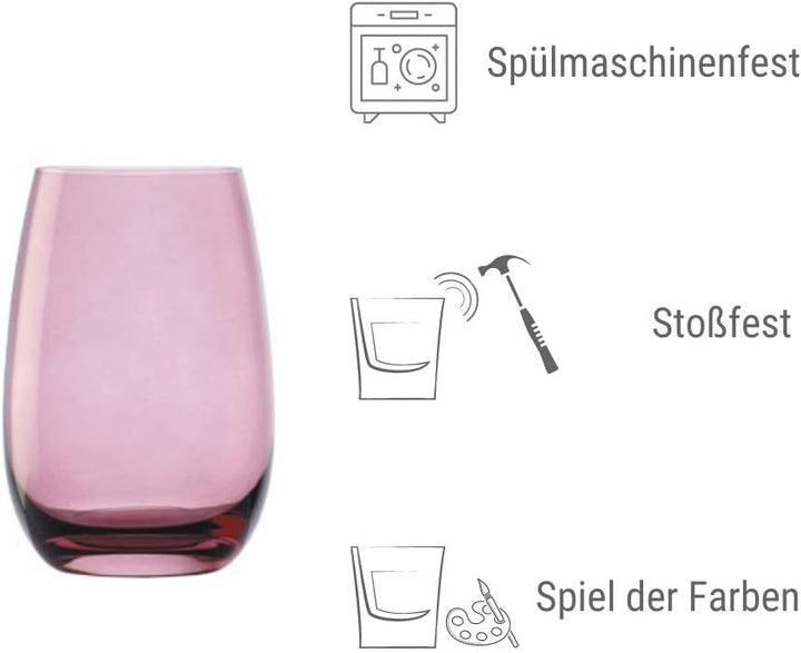 Stölzle Lausitz Wassergläser Set Elements Kids Mediterraner Mix 335 ml randvoll / 6er Set Wassergläs