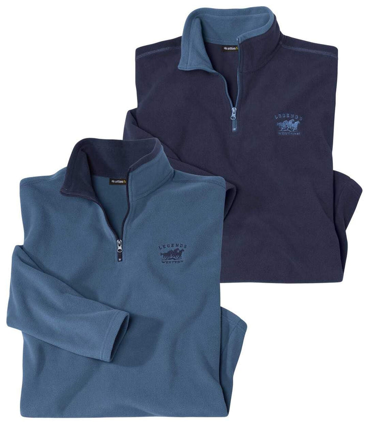 ATLAS FOR MEN - 2er-Pack Microfleece-Pullover - Fleecepullover Herren - Fleece Herren - Fleece Pullo