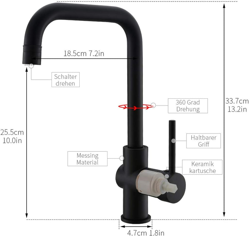 AIMADI Wasserhahn Küche Mischbatterie küchenarmatur Küchenspüle 360° drehbar Armatur spülbecken Spül