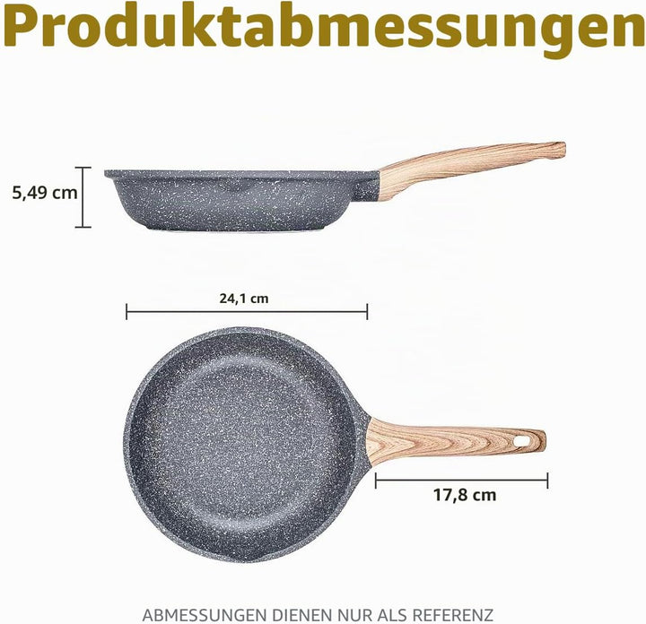 Antihaft Pfanne Bratpfanne Beschichtet 24cm, Granit Pfannen Nonstick Frying Pan, Beschichtete Pfanne