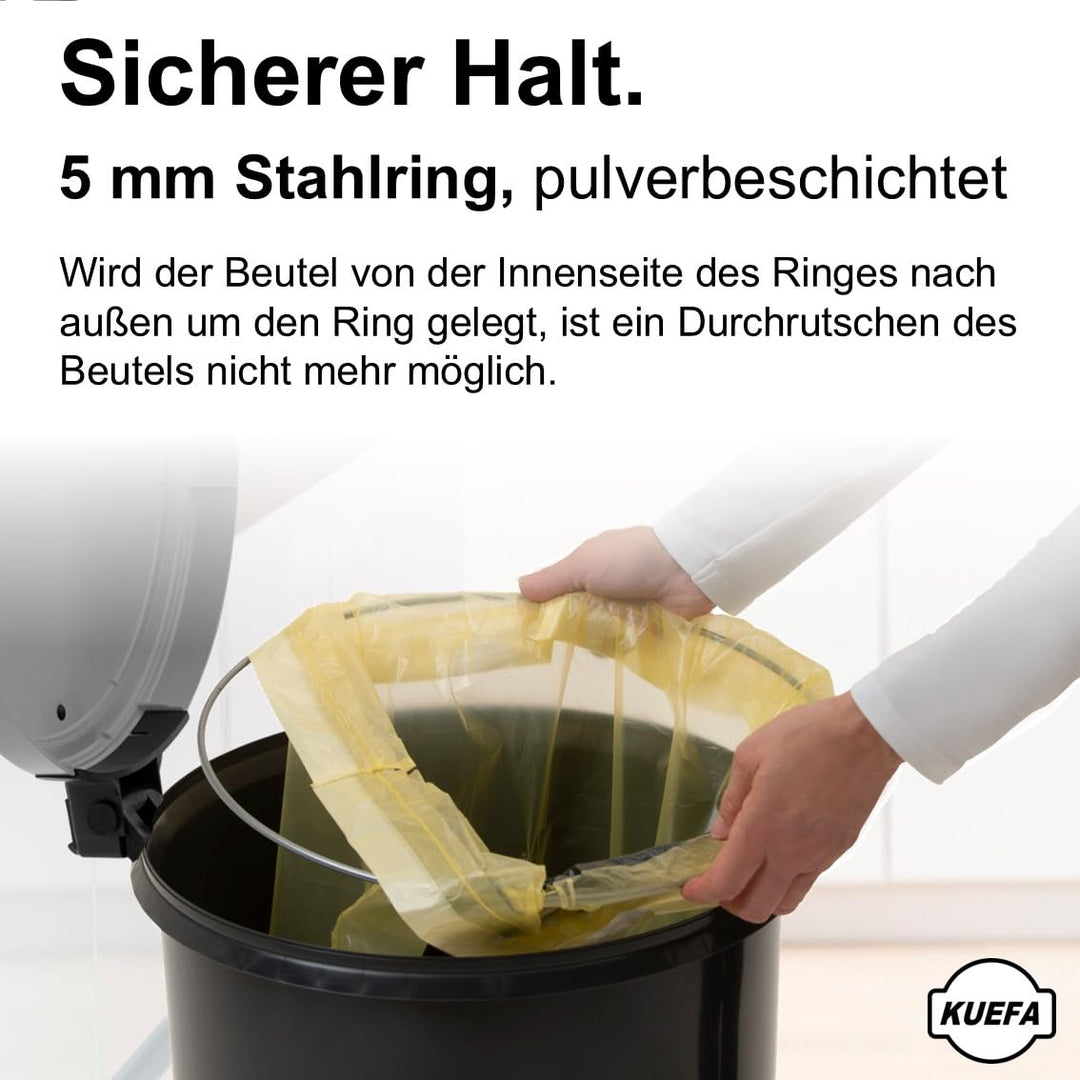KUEFA VL 60l Müllsackständer, Mülleimer, Sammelbehälter mit Scharnierdeckel für den Gelben Sack, Pfa
