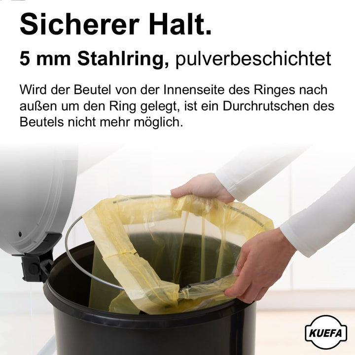 KUEFA VL 60l Müllsackständer, Mülleimer, Sammelbehälter mit Scharnierdeckel für den Gelben Sack, Pfa