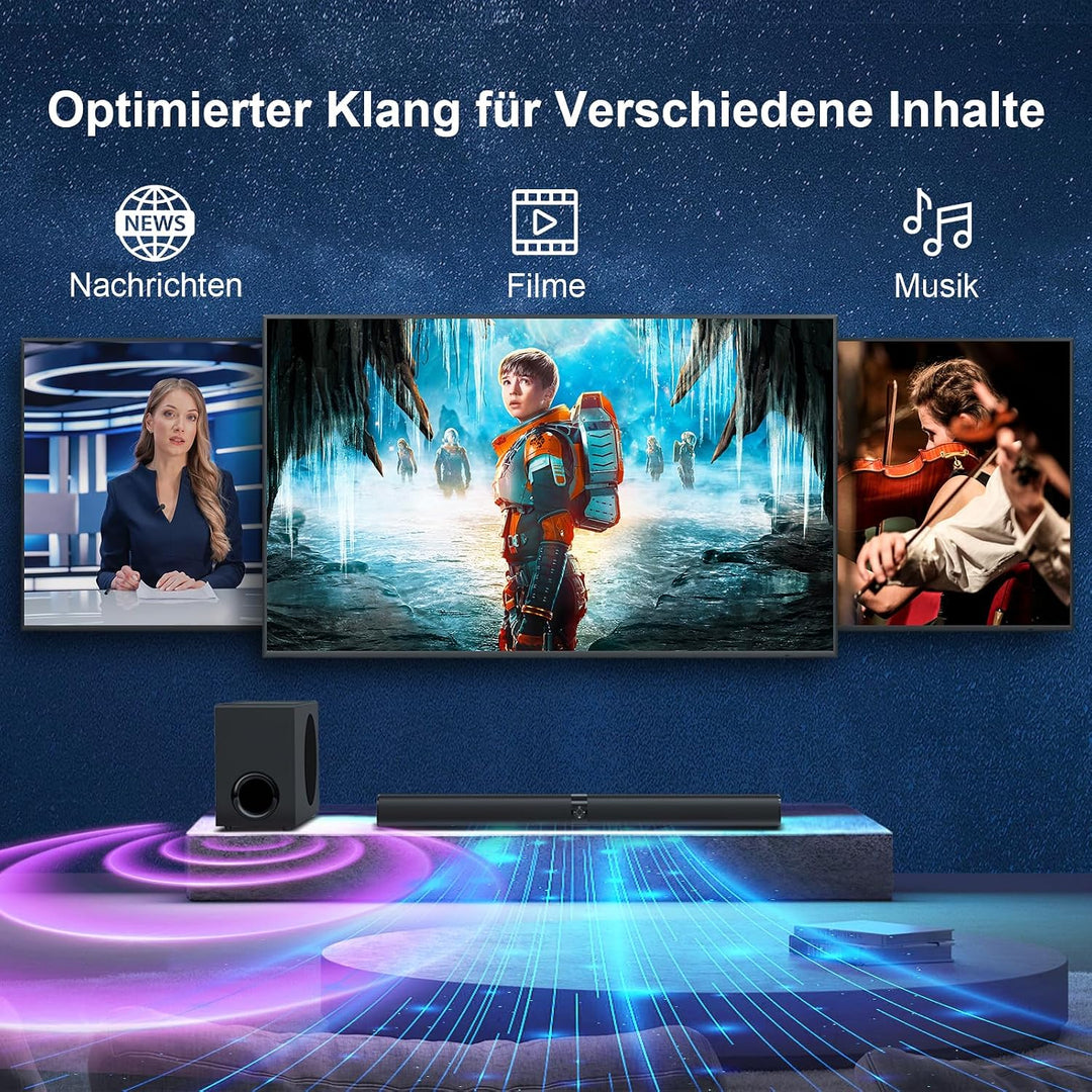 GarageRock Soundbar mit Subwoofer, 110W Surround Sound System mit Deep Bass&amp;Auto Volume Boost&amp;3 EQ M