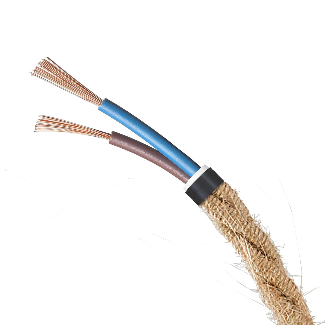 Amarcords - Textilkabel für Lampen JUTE, geflochten, Jute, 5 Meter, mit 2 Leiter 2x0,75 - Stoffkabel