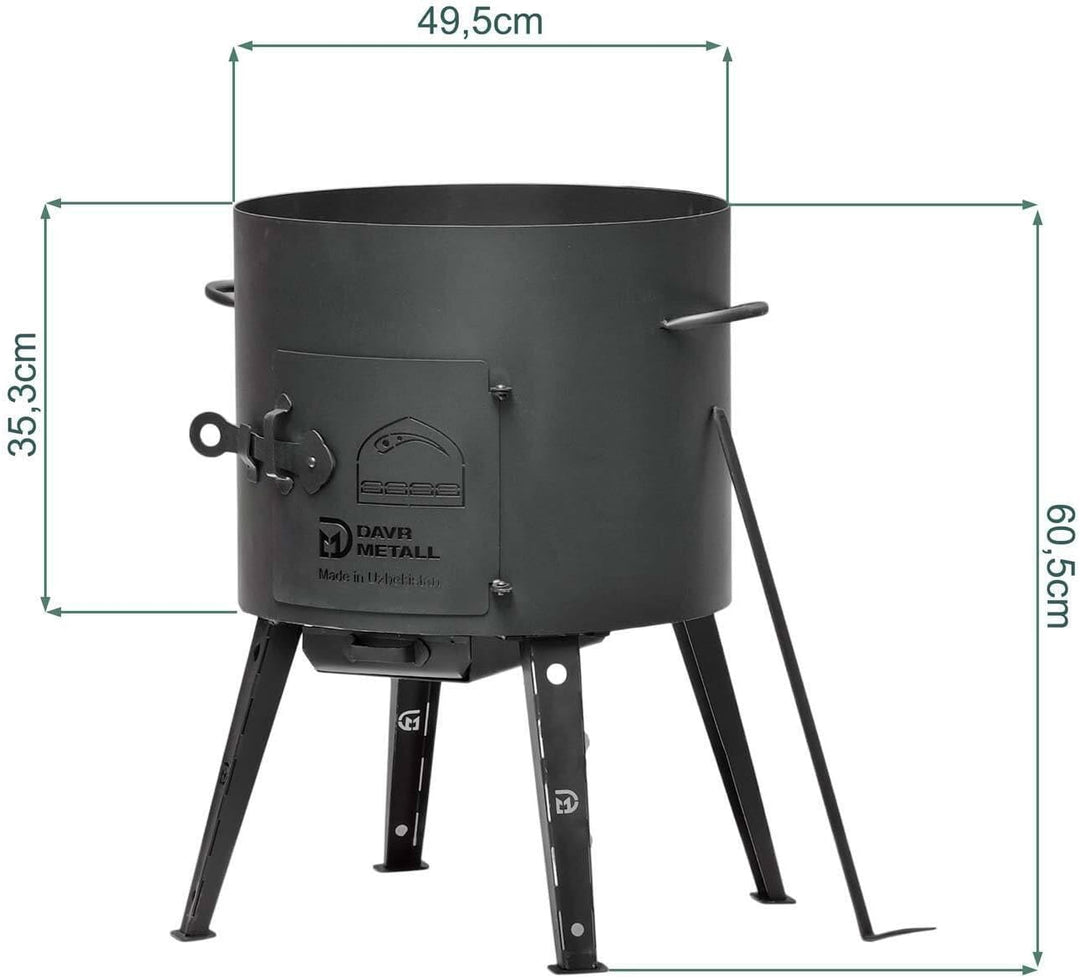 Ø49cm Uchag 2mm stahl Utschak Feuerstelle Utschag Campingofen 22L Kazan WOK Kasan (Runder boden) Fel