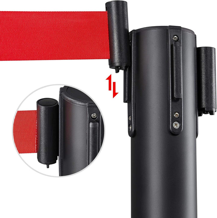 Yaheetech 2-Stück-Set Absperrständer 2m Gurtlänge, Personenleitsystem Absperrständer, Absperrband, A