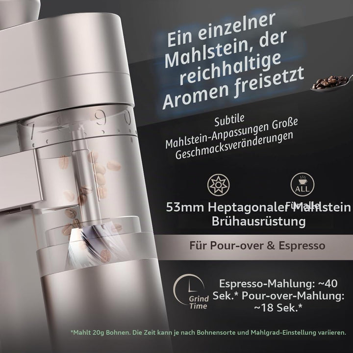 Elektrische Kaffeemühle A5 Black Für Pour-Over &amp; Espresso – Wiederaufladbar, Kabellos, Tragbar, Für