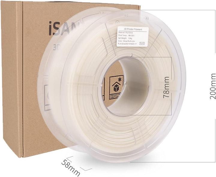 iSANMATE Filament 1,75 PLA Glow in the Dark Multicolor, PLA Filament 3D Drucker Filament 1kg Spule,