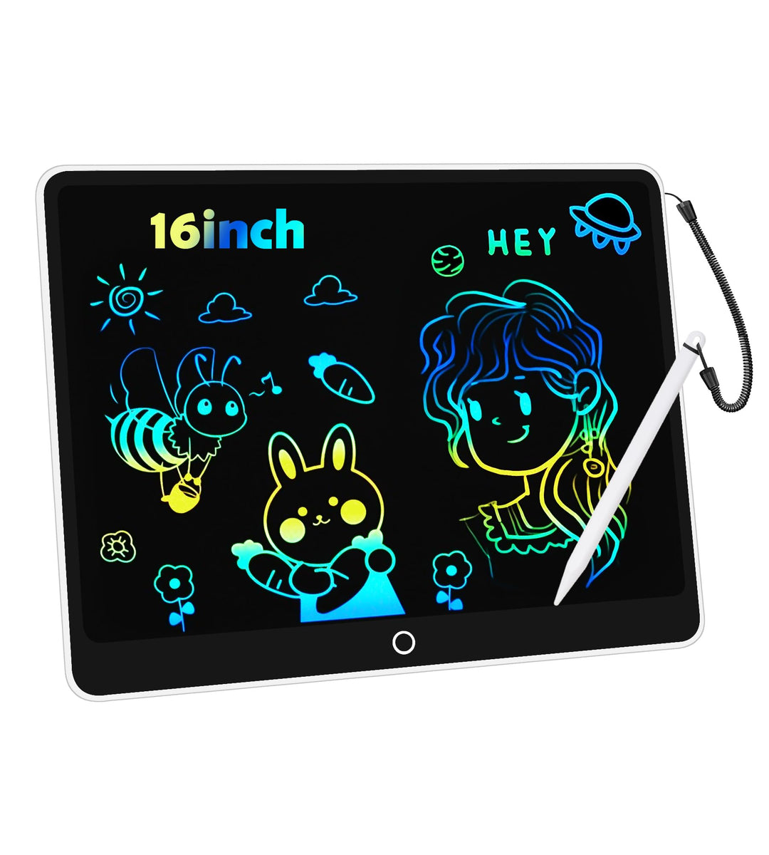 Bunte LCD Schreibtafel Kinder 16 Zoll, Maltafel Zaubertafel Digital Zeichnen Writing Tablet Ektronis
