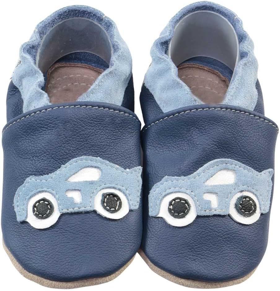 HOBEA-Germany Kitaschuhe Safestep, Kinderhausschuhe, Lederschuhe 28/29 EU Rennauto Dunkelblau, 28/29