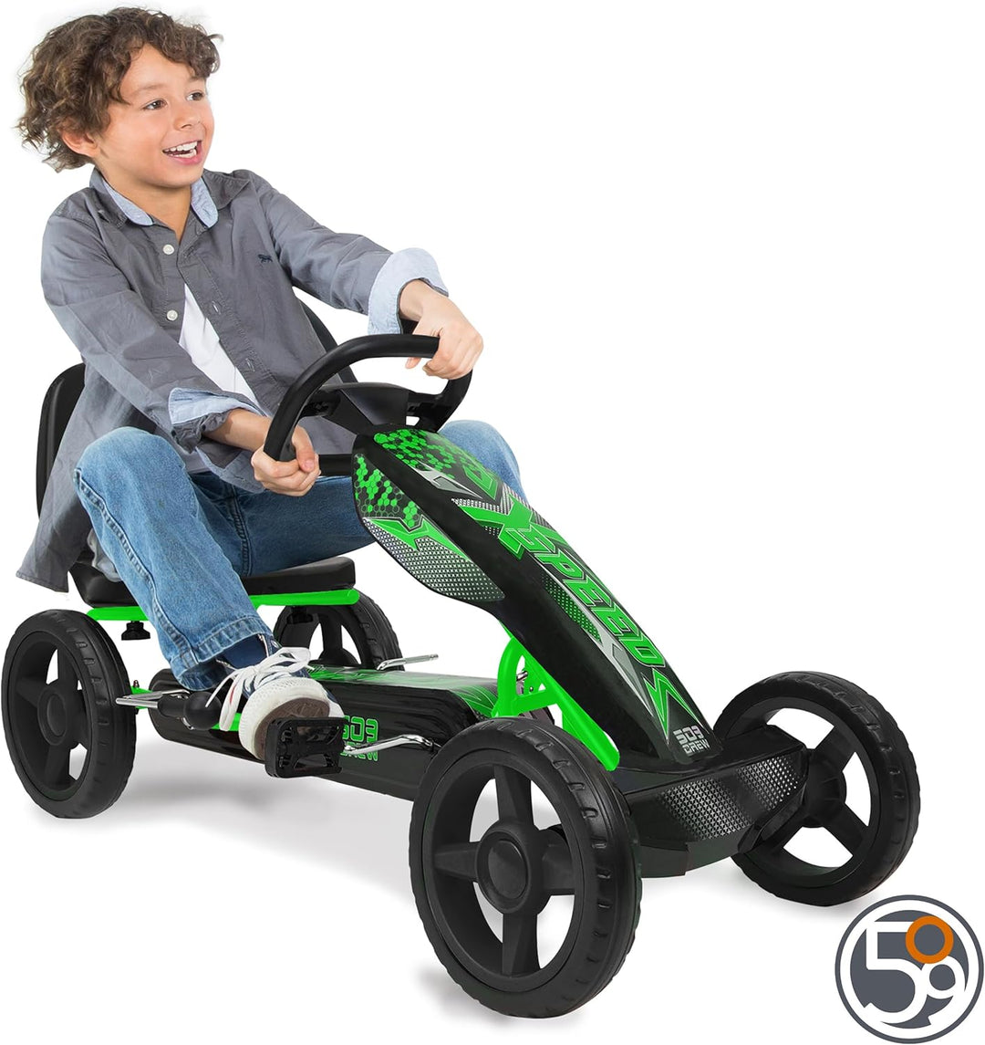 509 Crew XSpeed Pedal Go Kart, Pedal Car, Ride On, Sporty Graphics on The Front Fairing, Adjustable