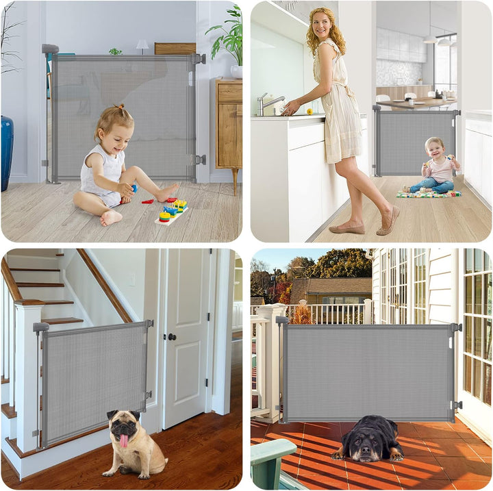 Treppenschutzgitter Ausziehbare für Babys,0-140 cm,83cm Hoch Baby Absperrgitter Treppenschutzrollo,E