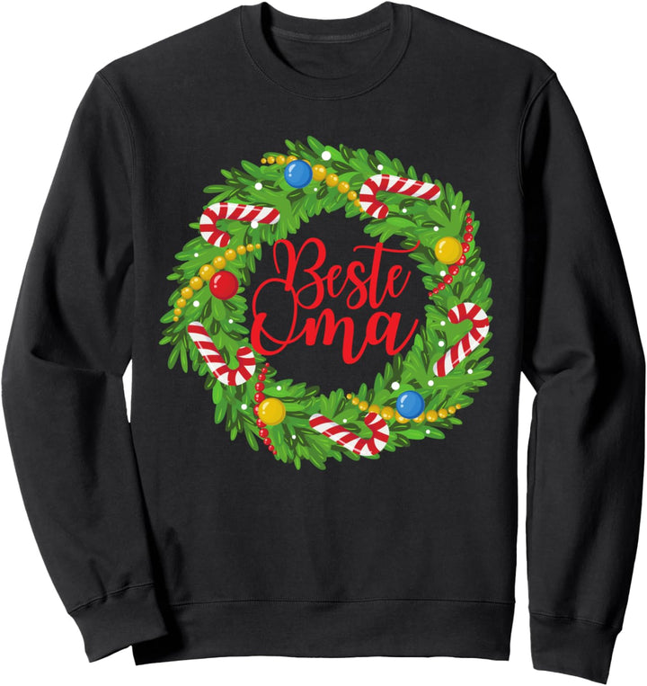 Damen Beste Oma Weihnachtspullover Kranz Geschenk Sweatshirt