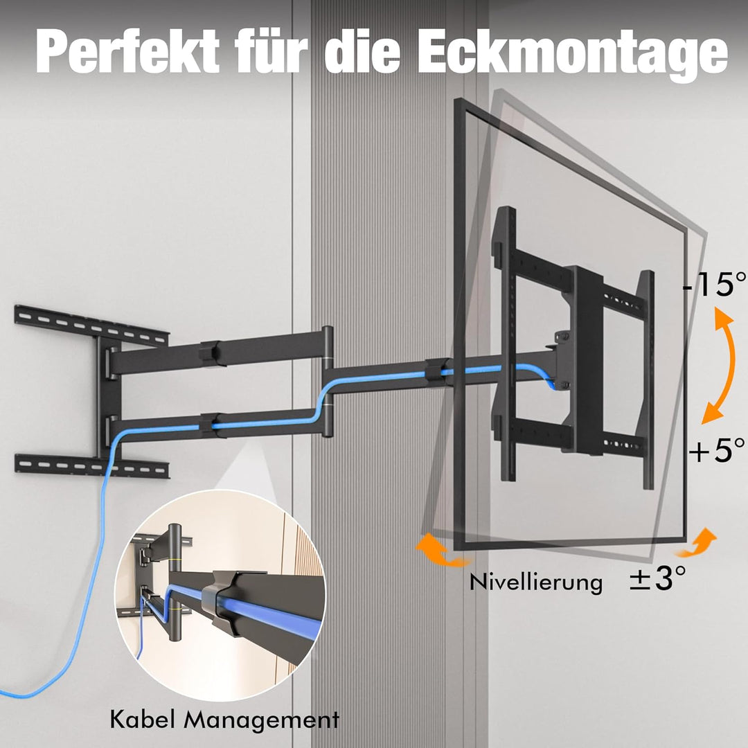 1200mm Wandabstand, Tv Wandhalterung, Langer Schwenkarm, Neigen, Schwenken, Rotieren, Ausziehen, 32-