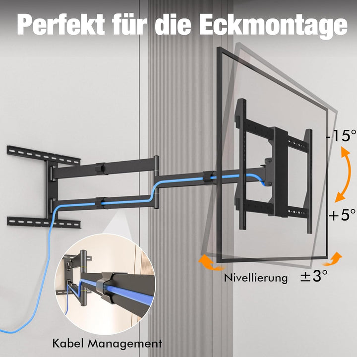 1200mm Wandabstand, Tv Wandhalterung, Langer Schwenkarm, Neigen, Schwenken, Rotieren, Ausziehen, 32-