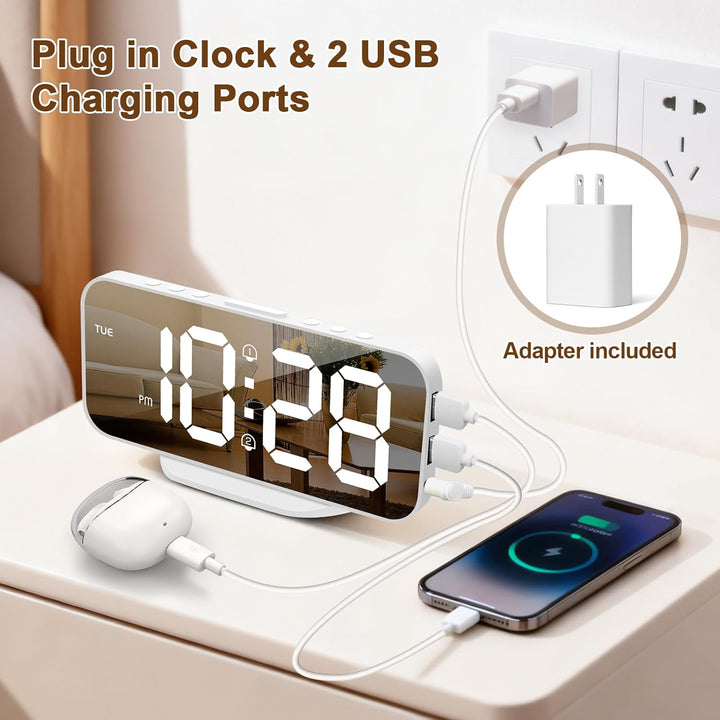 ALANAS Digitaler Wecker mit Dual-Alarmen, Spiegel-LED-Schlafzimmer-Wecker für Kinder, einstellbare H