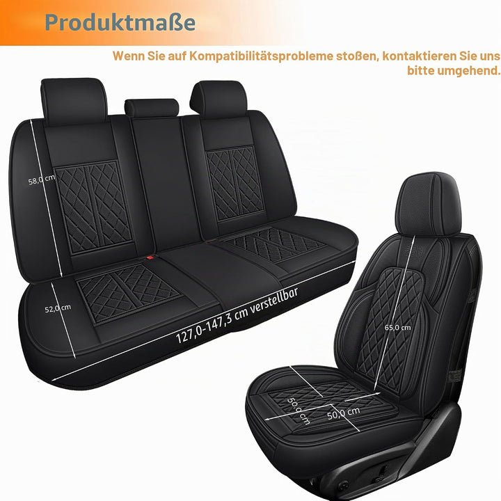 Leder Autositzbezüge, Autositzbezüge Komplettset, Universelle Sitzbezügesets für PKWs, SUVs und Limo