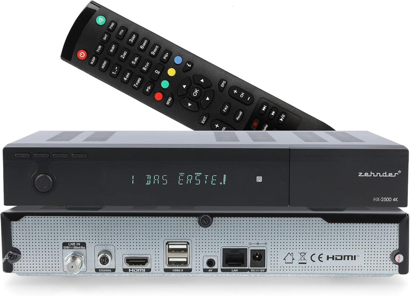 ZEHNDER HX-2500 4K Sat Receiver mit Aufnahmefunktion und HDMI, IPTV Receiver, UHD, Alphanumerisches