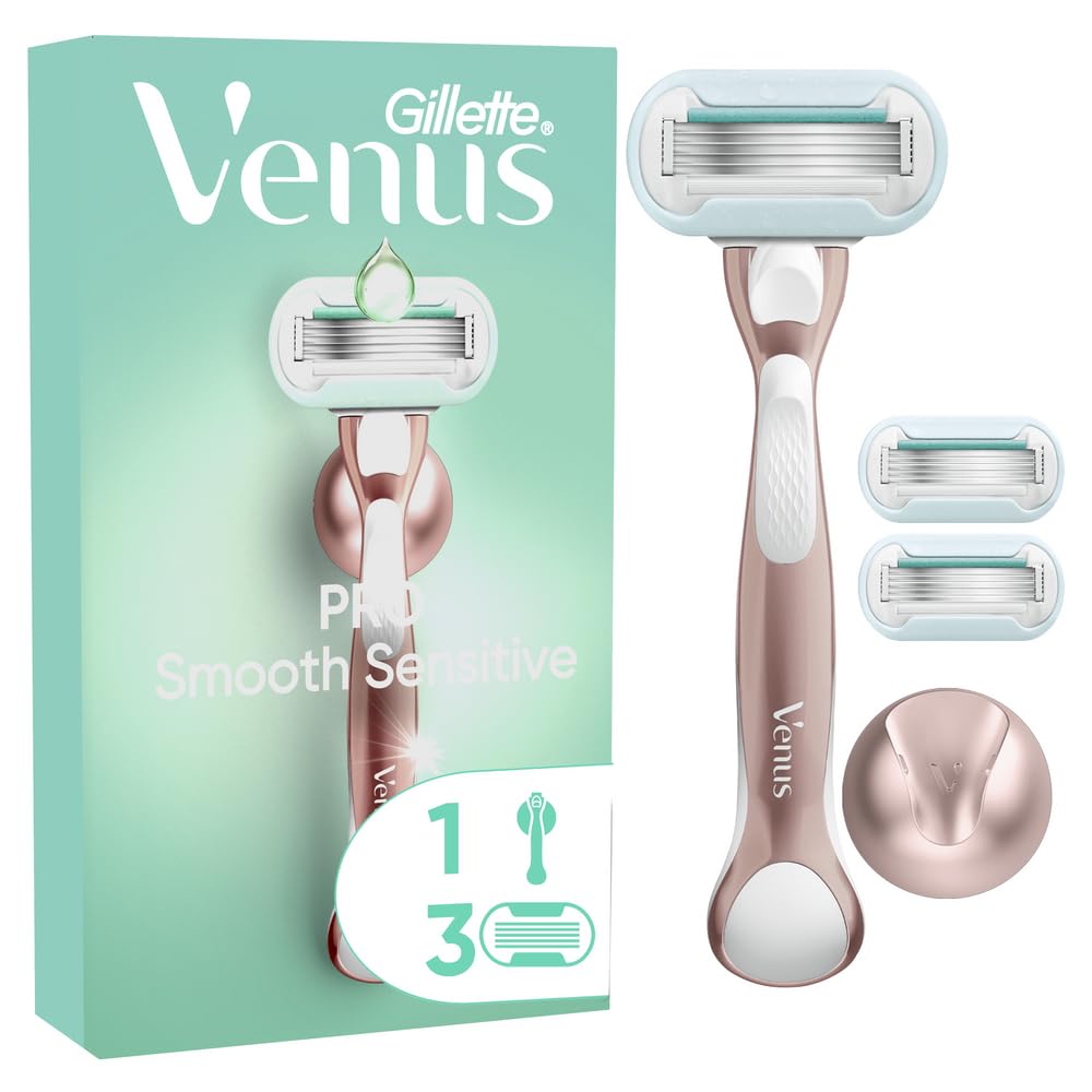 Gillette Venus Deluxe Smooth Sensitive Rosegold Rasierer Damen, Damenrasierer + 3 Rasierklingen mit