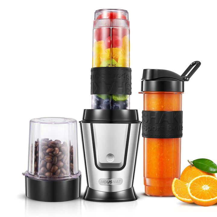 HOUSNAT Smoothie Maker To Go, 500W Standmixer Mixer Kaffeemühle 280ml, Blender Elektrisch mit 2 Trit