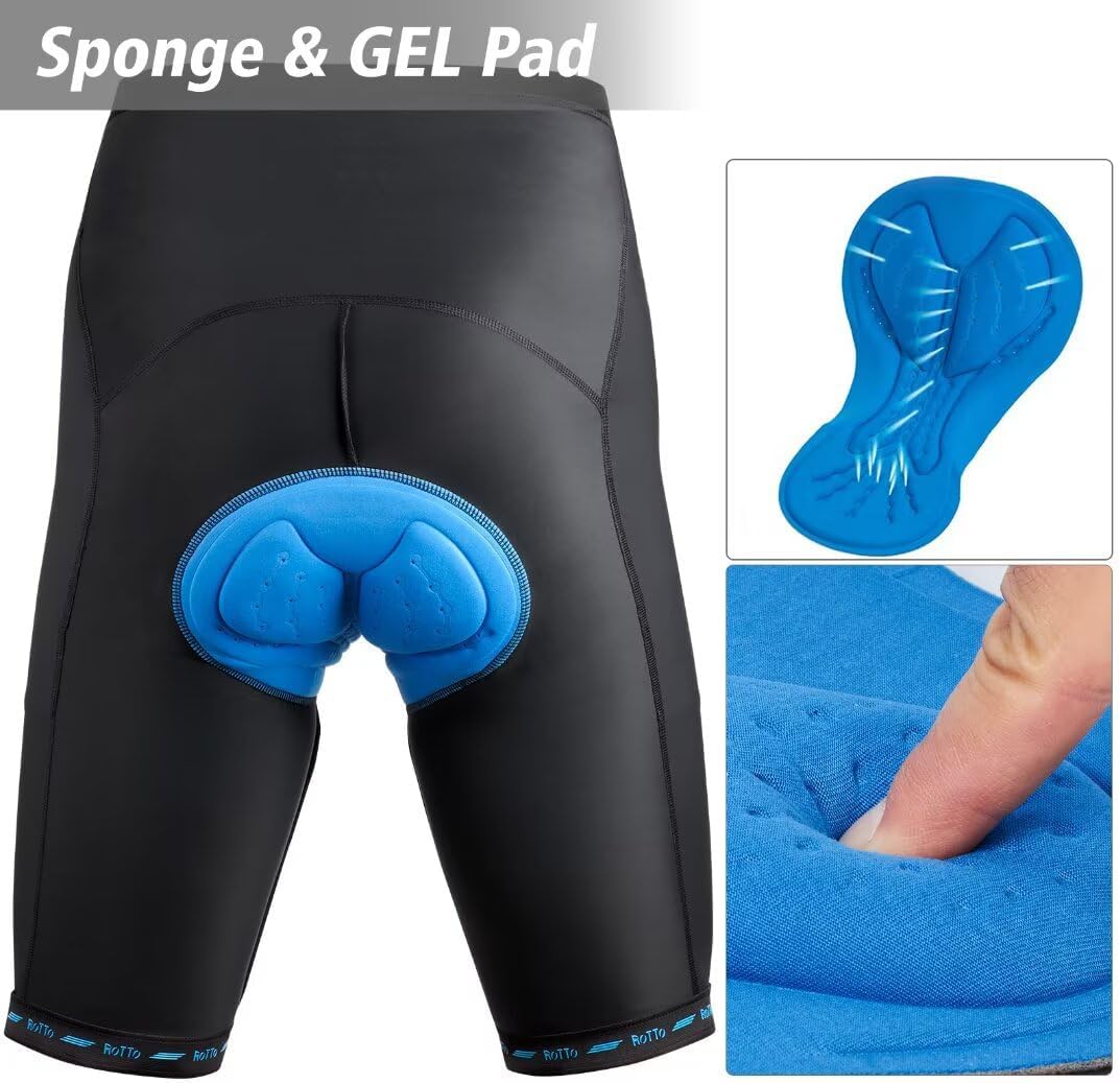 ROTTO Radlerhose Herren Fahrradhose Kurz Radhose Gepolstert Gemütlich stossfeste, 01 Schwarz(mit Str