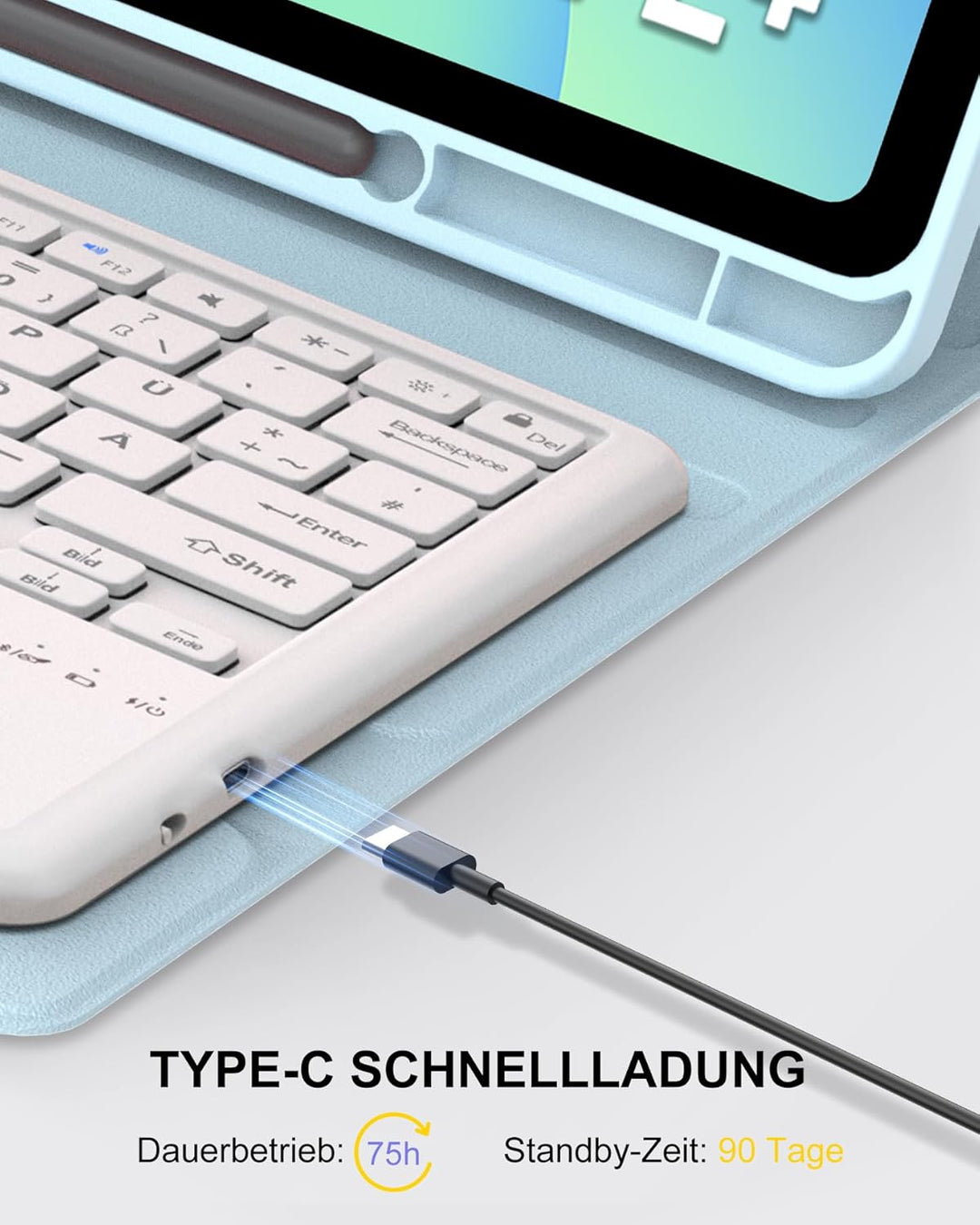 Für Galaxy Tab S10 FE+ Hülle mit Trackpad Tastatur – Deutsches QWERTZ-Layout, Präzisions-Touchpad fü