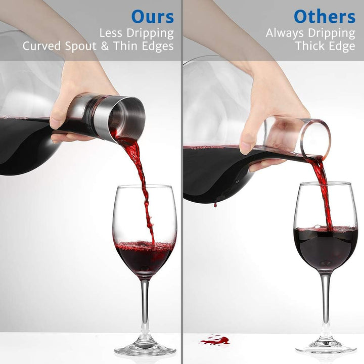 glastal Wein Dekanter Kristallglas Dekantierer mit Eingebautem Aerator Belüften und Filtern, Tropffr