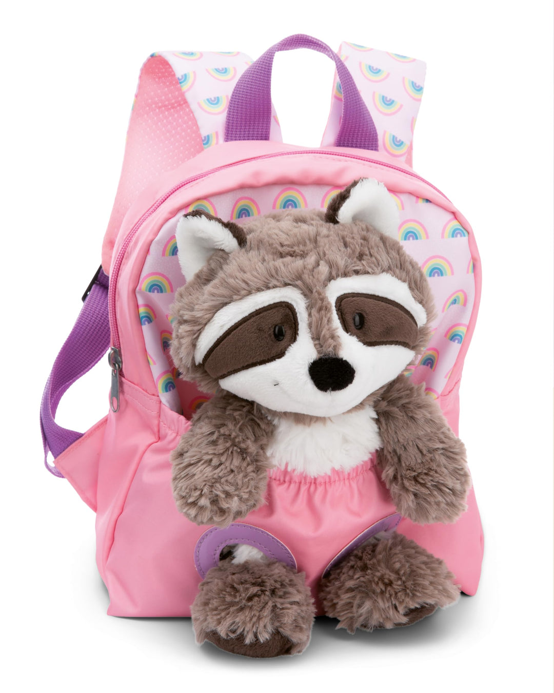 NICI Kinderrucksack rosa 2 in 1 mit Kuscheltier Waschbär 25cm - Kindergartenrucksack Mädchen & Junge