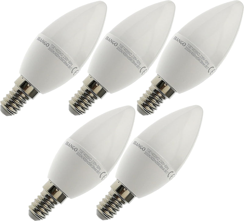 Trango 5er Pack E14035KD*5 LED Birne 3-Stufen dimmbar - 5 Watt - 400 Lumen 3000K Warmweiss - Ersatz