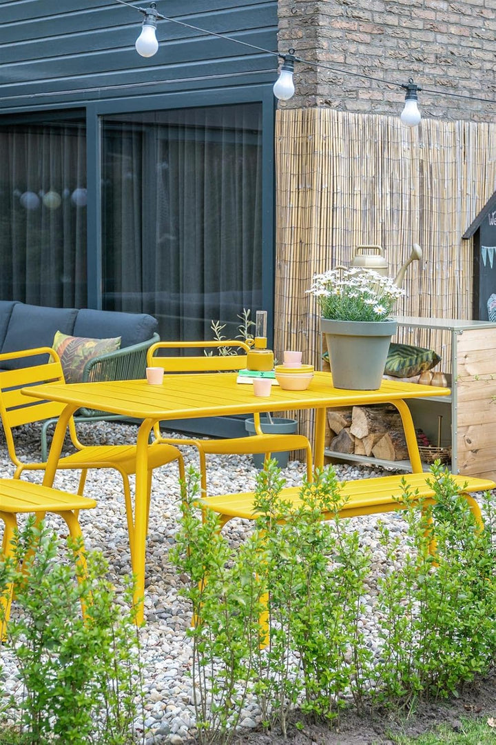 MaximaVida Gartenbank Max aus Metall 120 cm ockergelb - ohne Rückenlehne 120 x 35 x 45 cm Gelb, 120