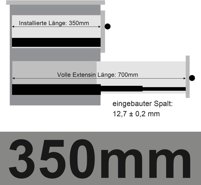 Lospitch 4 Paar Kugellager schubladenschienen 350 mm, 3 Falten Vollauszug Kugellager mit Selbsteinzu