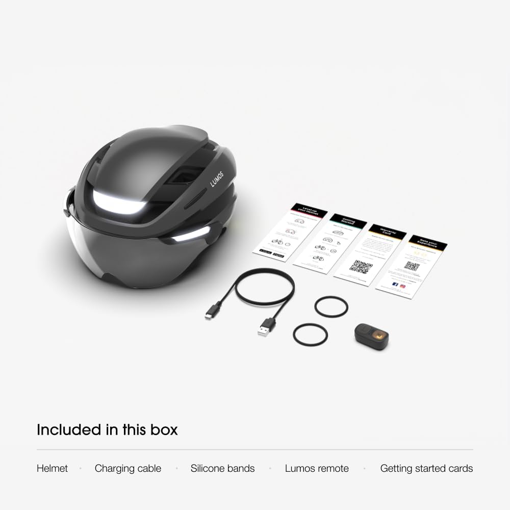 Lumos Ultra E-Bike Smart Helmet | NTA 8667 Certified | Front & Rear LED Lights | Retractable Face Sh