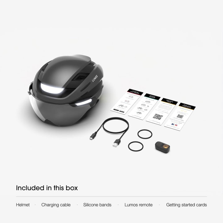 Lumos Ultra E-Bike Smart Helmet | NTA 8667 Certified | Front & Rear LED Lights | Retractable Face Sh