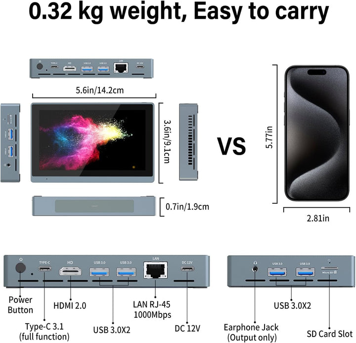 HEIGAOLAPC Mini PC Win 11 Pro, N5095 (2.9 GHz) 16GB DDR4 256GB eMMC Micro Desktop Computer, Mini Com