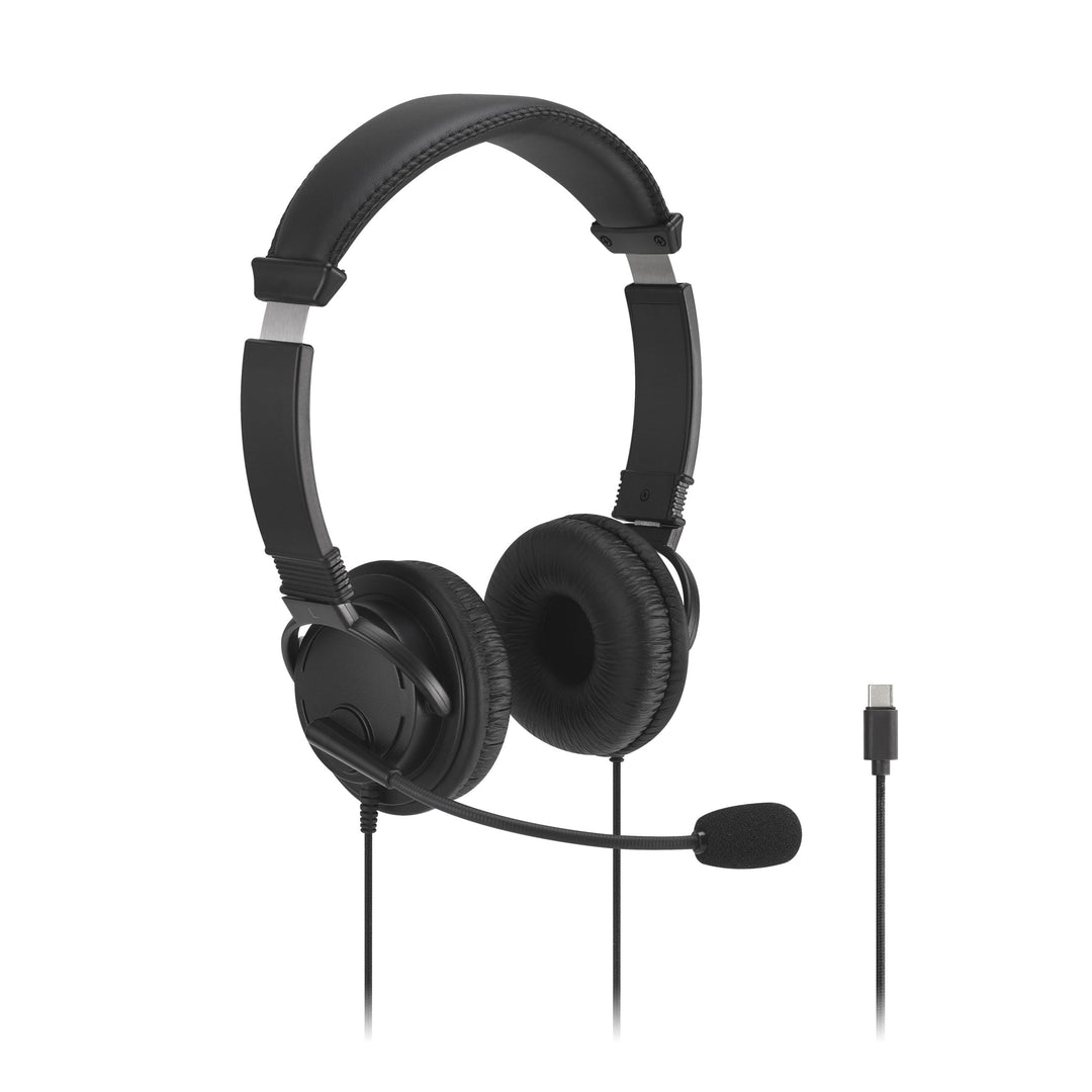 Kensington Klassisches EQ USB-C Headset mit Mikrofon und Lautstärkeregler, 1,8 m geflochtenes Nylonk