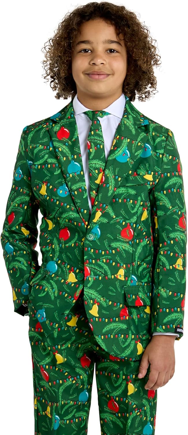 Suitmeister Weihnachtsanzug für Jungen - lustige hässliche Weihnachtskleidung mit echten Lichterner