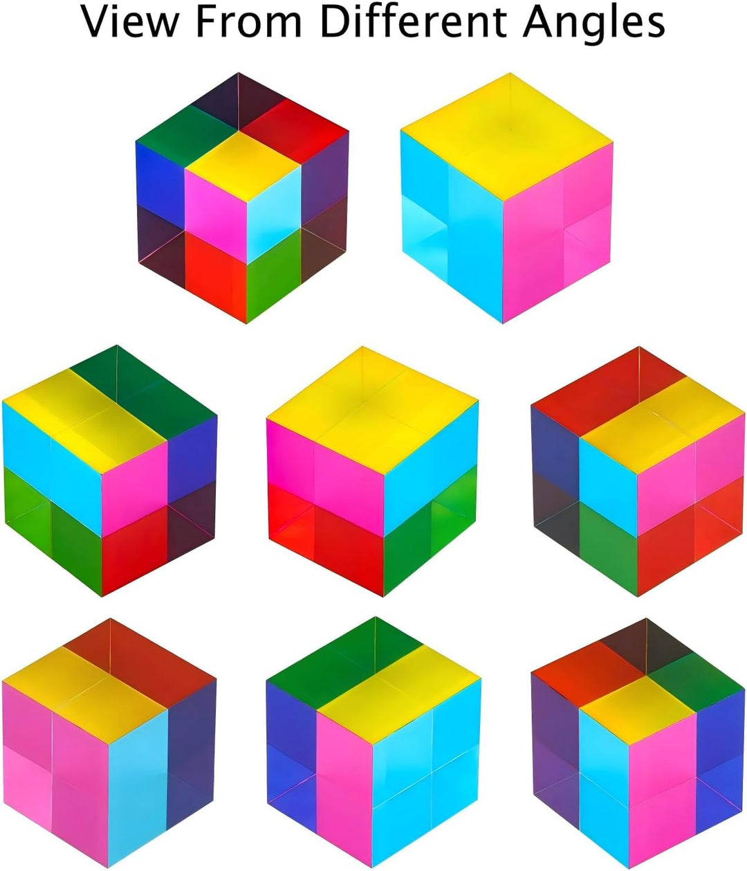 ZhuoChiMall CMY Mixing Color Cube, 40 mm (1,57 Zoll) Acrylwürfelprisma, CMYcube für Heim- oder Bürod