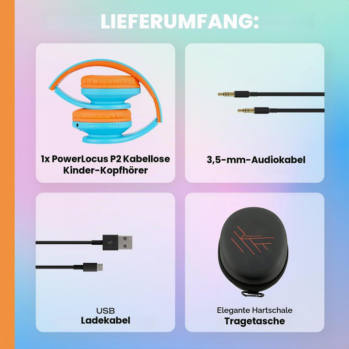 Kinder Kopfhörer, PowerLocus KinderKopfhörer Bluetooth mit 85dB Lautstärkebegrenzung, Faltbar mit Tr