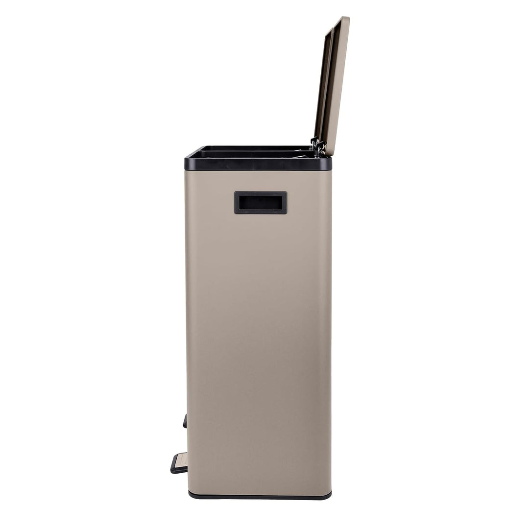 SVITA TMH2X30 Mülleimer 60L Mülltrennsystem 2 Fächer 2x15L Softclose-Deckel Pedal versteckbar Kunsts