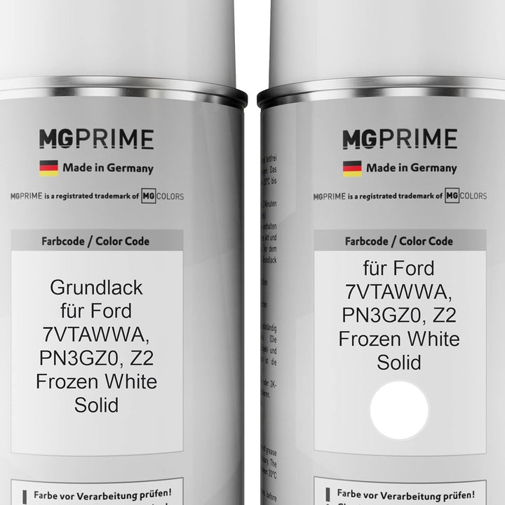 MG PRIME Lack Spraydosen für Ford 7VTAWWA / PN3GZ0 / Z2 Frozen White Solid | Autolack, Set aus Grund