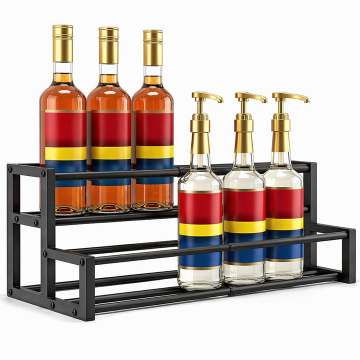 Cyiecw 2-stöckig Kaffeesirup-Organizer, Ausziehbare Flaschenregal für 6-12 Sirupflaschen, Sirup Stän